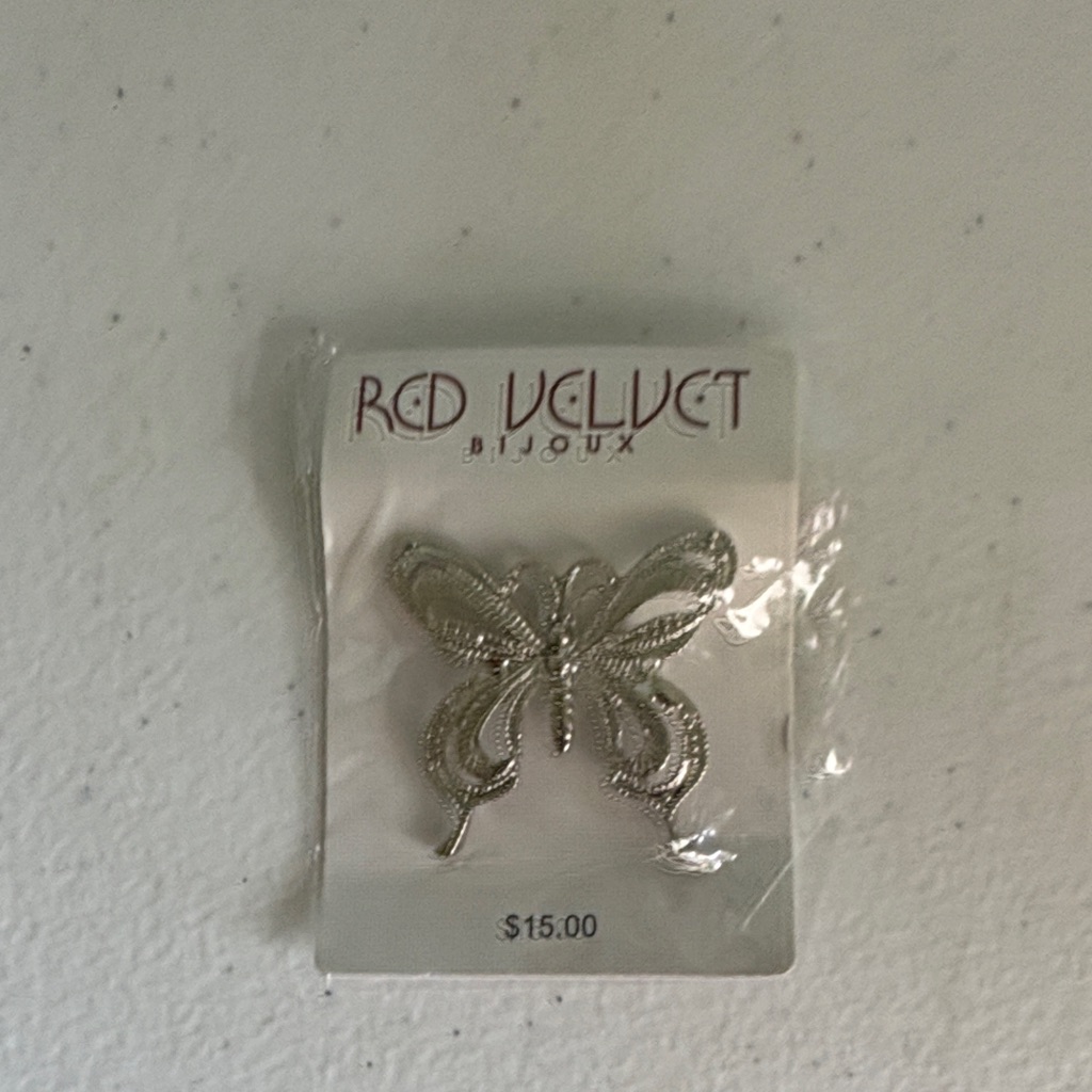 Silver Butterfly Brooch  Silver Tone